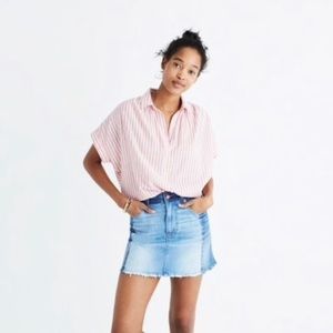 Madewell Pieced McCarren Raw Hem Denim Skirt